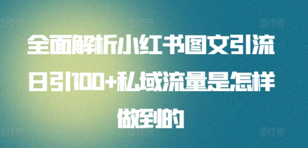 （61）全面解析小红书图文引流日引100私域流量是怎样做到的-创业网宝藏库