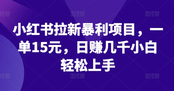 (189)小红书拉新暴利项目，一单15元，日赚几千小白轻松上手【揭秘】-创业网宝藏库