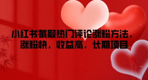 (158)小红书截取热门评论涨粉方法，涨粉快，收益高，长期项目-创业网宝藏库