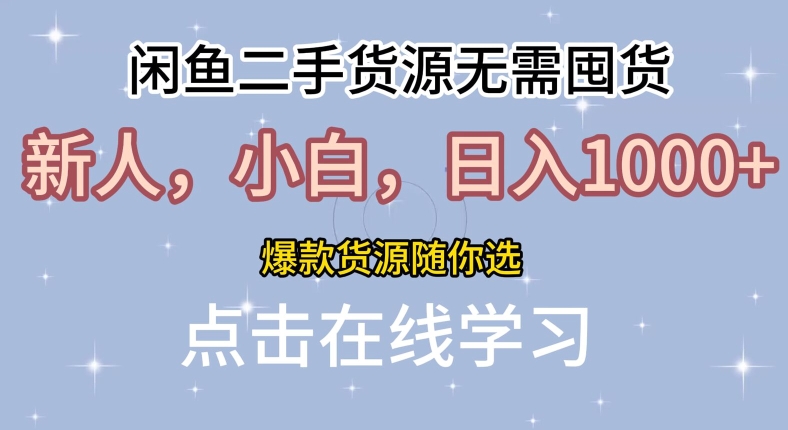 (109)闲鱼二手货源无需国货，新人，小白，日入1k，爆款货源随你选-创业网宝藏库