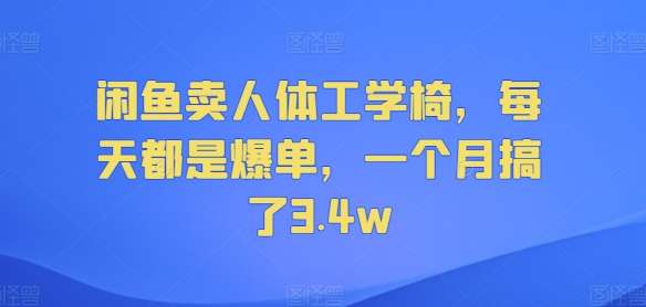 （257）闲鱼卖人体工学椅，每天都是爆单，一个月搞了3.4w-创业网宝藏库