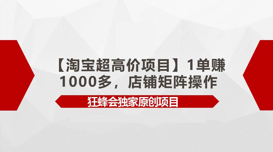 （10）【淘宝超高价项目】1单赚1000多，店铺矩阵操作-创业网宝藏库