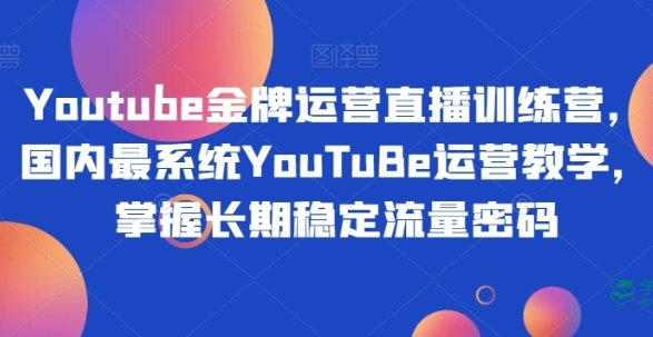 （268.赚钱项目）Youtube金牌运营直播训练营，国内最系统YouTuBe运营教学，掌握长期稳定流量密码-创业网宝藏库