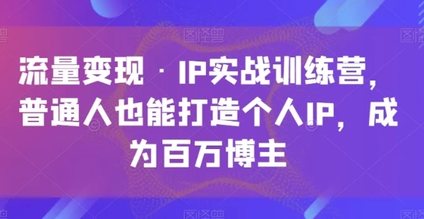 （459.网创教程）流量变现·IP实战训练营，普通人也能打造个人IP，成为百万博主-创业网宝藏库