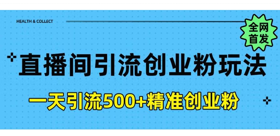 （1062.网创教程）直播间引流创业粉，一天引流500+精准创业粉-创业网宝藏库