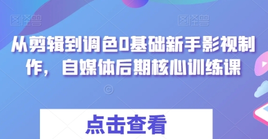 （1086.学习提升）从剪辑到调色0基础新手影视制作，自媒体后期核心训练课-创业网宝藏库