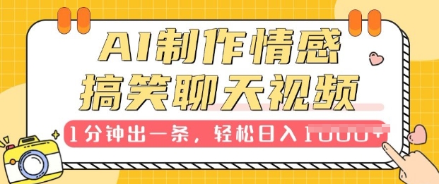 （751.网创教程）AI制作情感搞笑聊天视频，1分钟出一条，100%过原创，新手也能轻松上手-创业网宝藏库