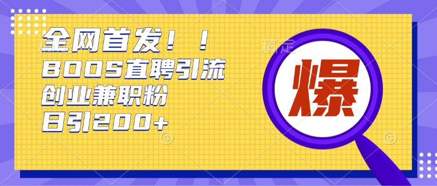 292.通过Boss直聘，每天轻松钓到200+多条创业大鱼的秘籍【揭秘】-创业网宝藏库