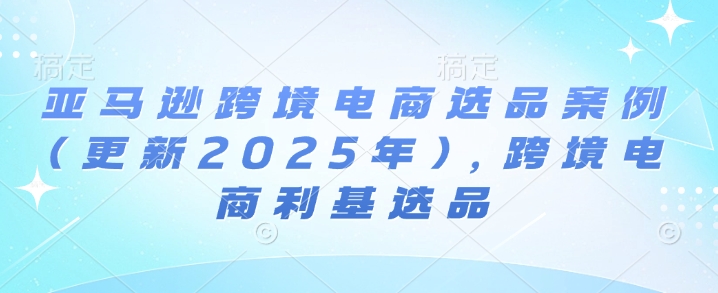 （1152.网创教程）2025亚马逊跨境电商选品案例-创业网宝藏库