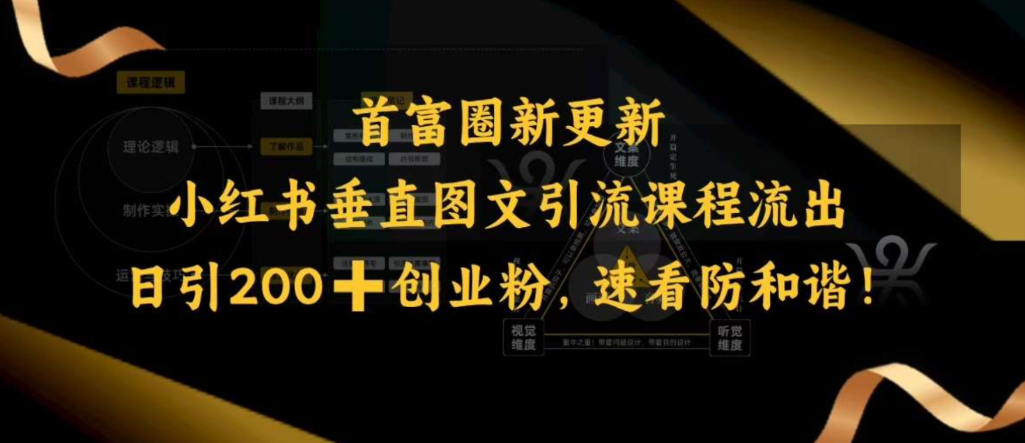 （1129.网创教程）小红书垂直图文引流课程流出，日引200+创业粉，速看防和谐-创业网宝藏库