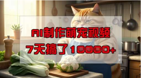 （1134.网创教程）靠AI制作萌宠视频，操作简单门槛低，有手机就行，7天搞了1W-创业网宝藏库